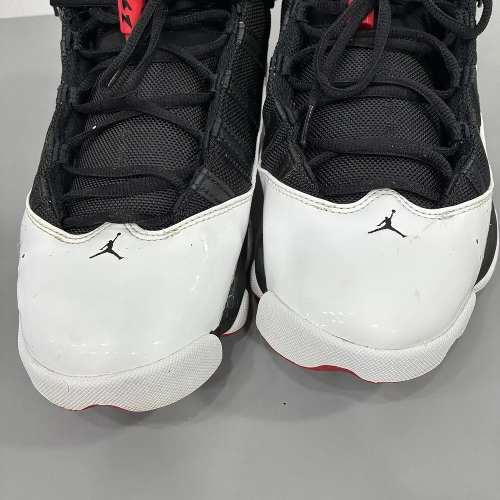 Nike Air Jordan 6 Rings Men's 10.5 Patent Bred Black Red White Shoes 322992-067